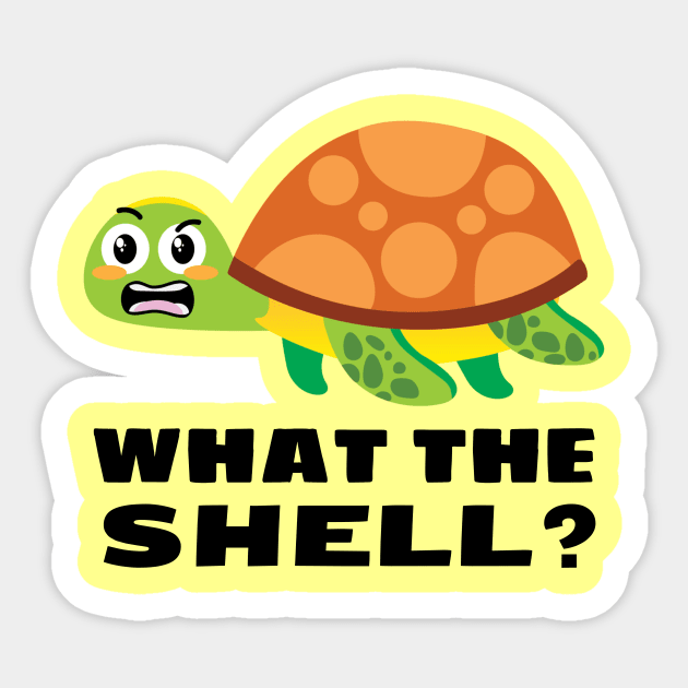 What the Shell? - Turtle Pun Sticker by Allthingspunny